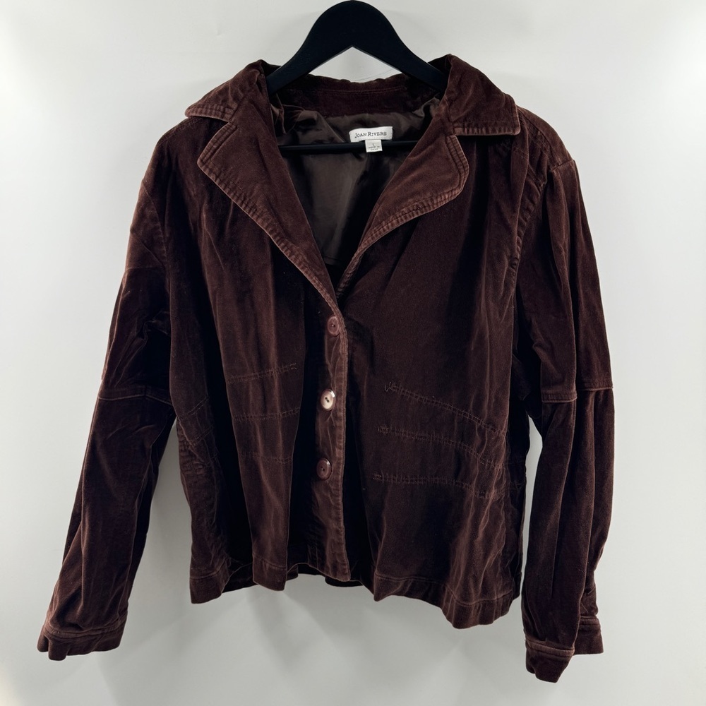 Joan Rivers Brown Textured Button-Up Top Size Large